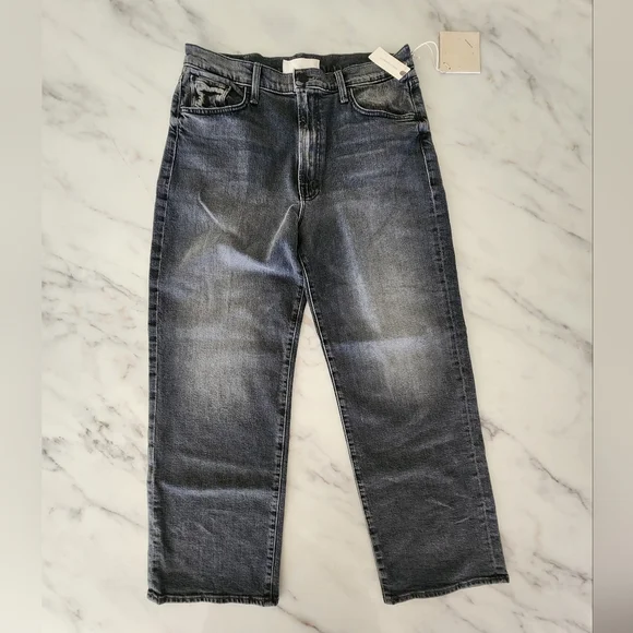 NWT Mother Superior the Rambler Zip Flood black denim jeans size 33 - Picture 4 of 12